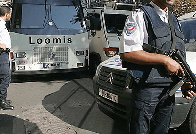 French police and vehicles