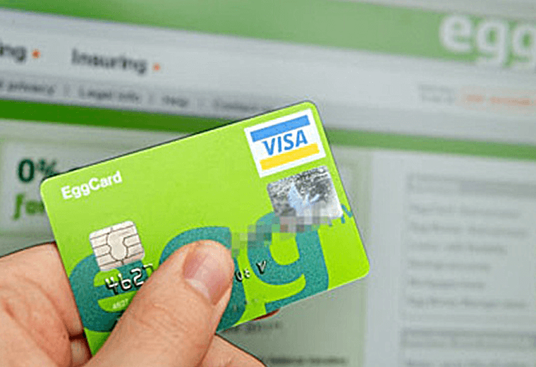 Person holding an EggCard VISA card