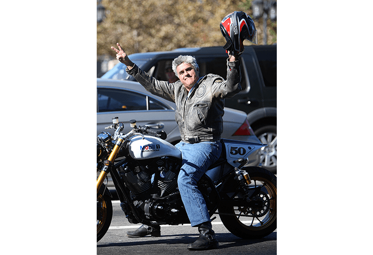 Jay Leno on a motorcycle