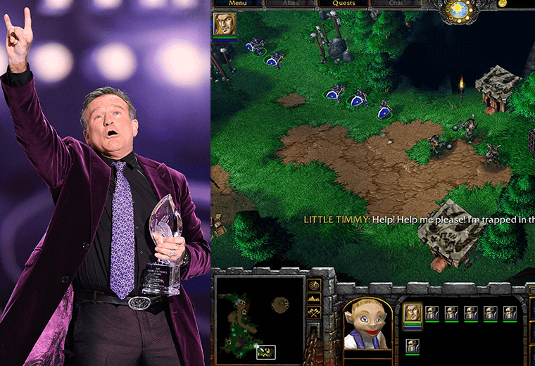 Robin Williams (left) and a video still of Legend of Zelda (right)