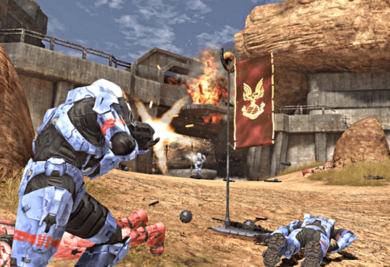 Fight scene from Halo 3 on the Xbox 360 console
