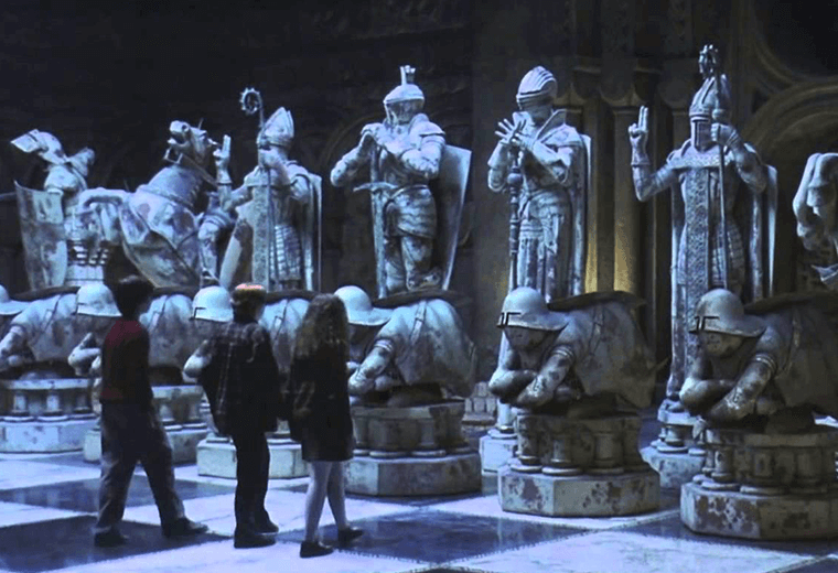 Giant wizard chess finale where the pieces come alive.