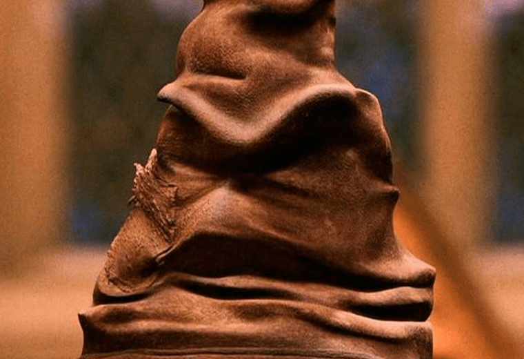 Young wizards are assigned houses by the manky-looking Sorting Hat.