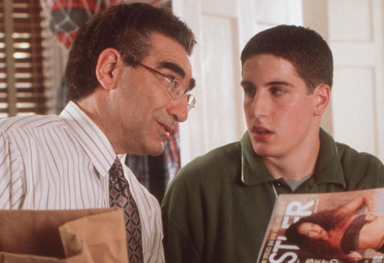 Eugene Levy gives his on-screen son some fatherly advice in American Pie