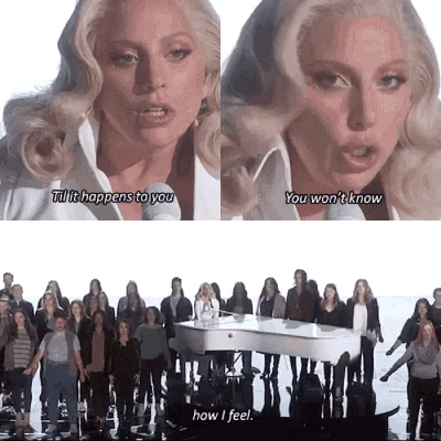 Lady Gaga put in an emotional performance (source: Twitter/@LGMonsterFacts)