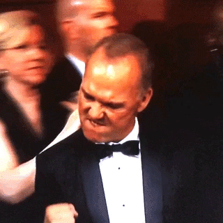 Michael Keaton’s reaction was the real winner of the night (source: Twitter/@frankthorpnbc)