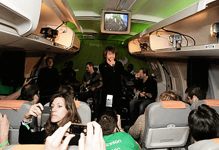 Jamiroquai performed the highest ever gig in March 2007 at 35,000 feet.