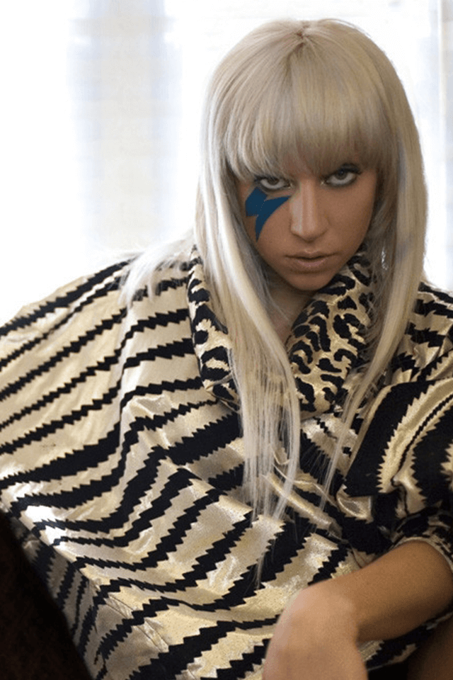 Lady Gaga with lightning bolt make up