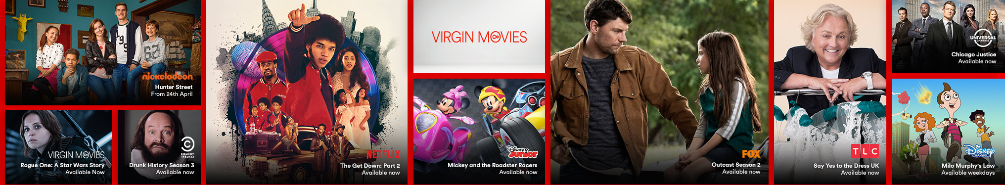 Gallery showing the live TV, catch up and on demand shows available with Big Fun