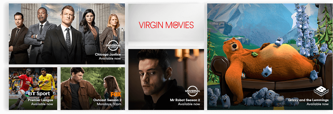 Gallery showing the live TV, catch up and on demand shows available with Big Bang