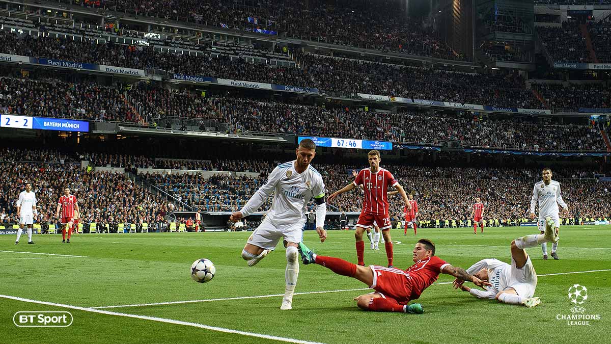 Real Madrid versus Bayern Munich in the UEFA Champions League