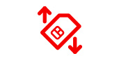sim card symbol with up arrow and one down arrow