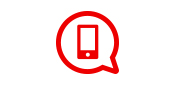 small red phone with a chat bubble around it