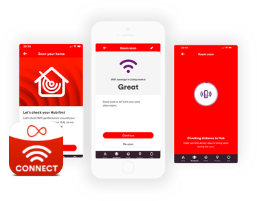 Virgin Media connect app showing how to scan your home for blackspots