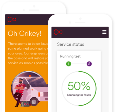 Service status test on mobile device and error page