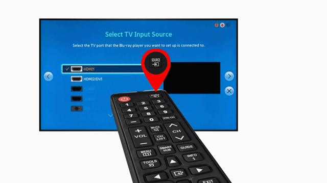 Select TV input source TV screen