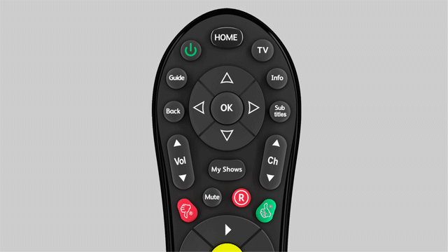 TV remote with OK button highlighted