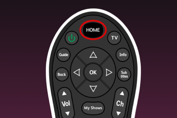 Virgin TV remote Home button