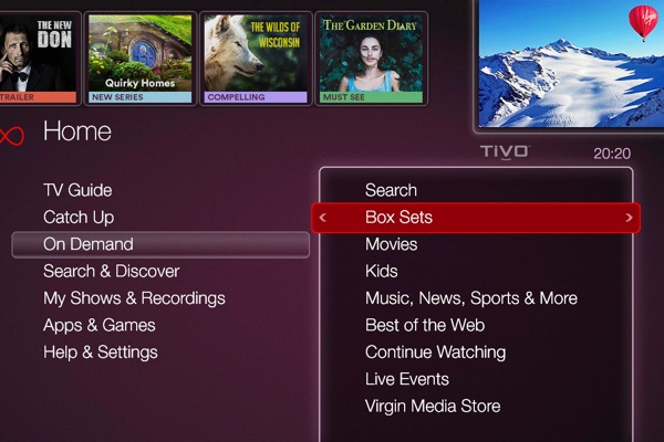 Select Box Sets on screen
