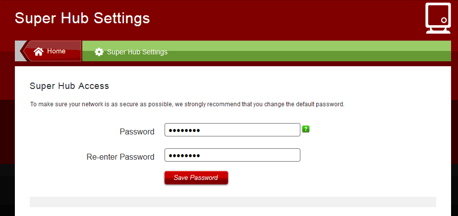Changing hub password virgin media