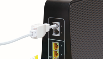 A Virgin Media 21 CV hub connector.