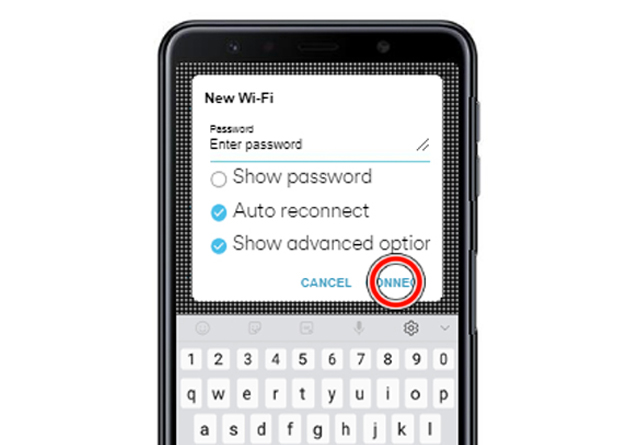 Enter the password and tap connect