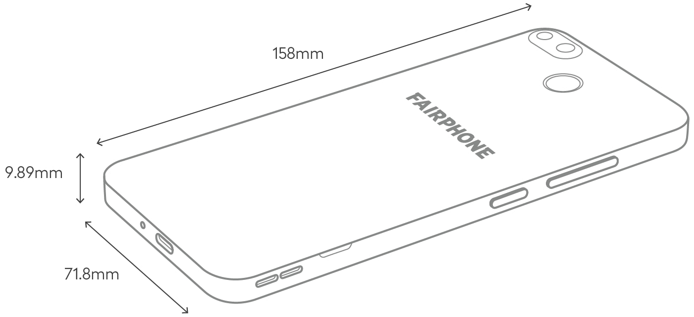 Line illustration of the Fairphone 3