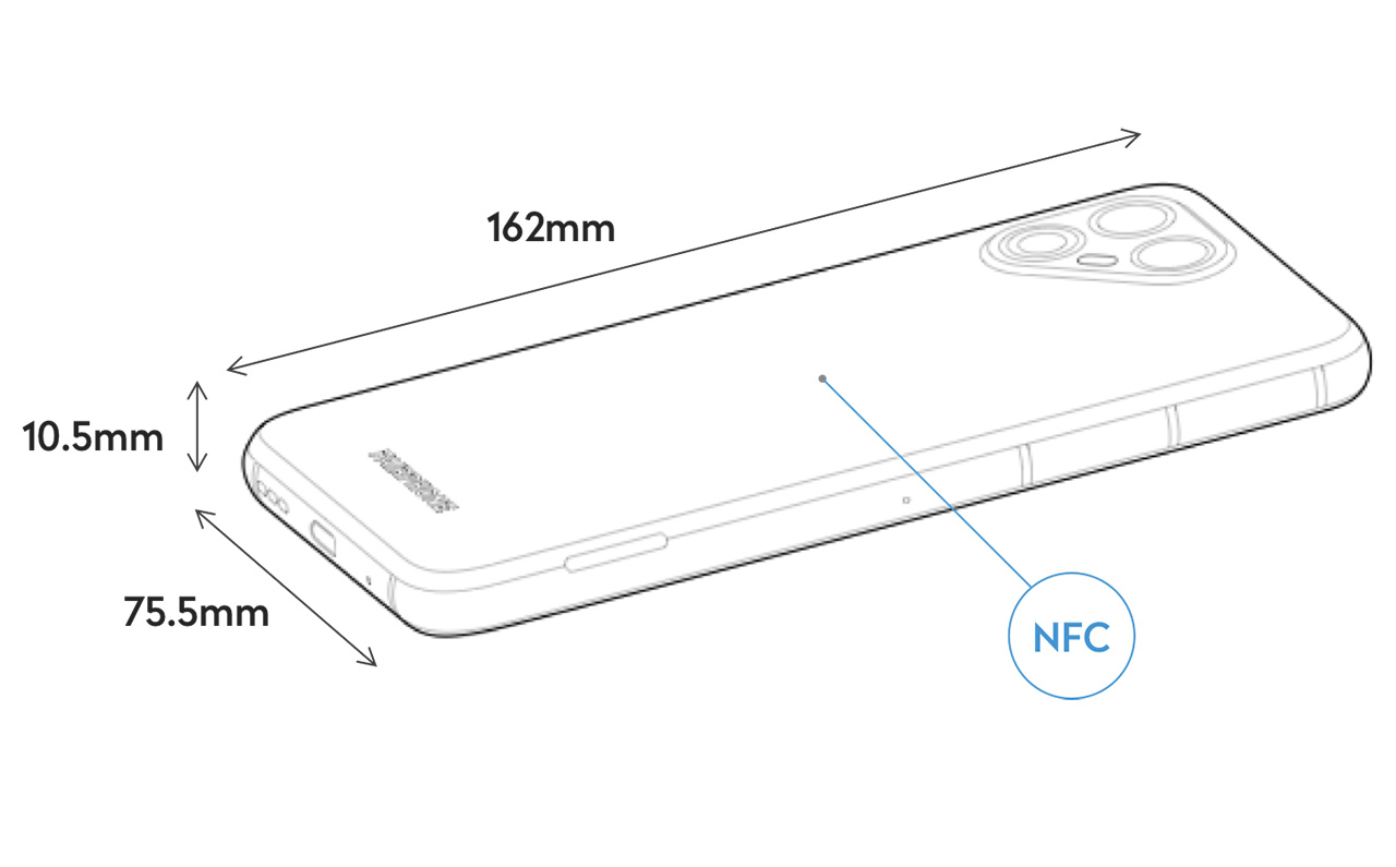 Line illustration of the Fairphone 3