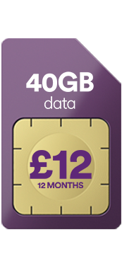 £12/40GB, Unlimited Calls, Unlimited Texts, 12 Month Contract 