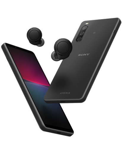Sony Xperia 10 IV Black with headphones 
