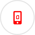 Red phone icon with grey circular outline