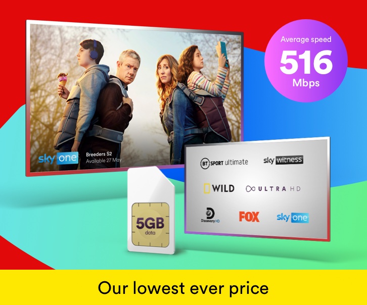 M500 Fibre Broadband, 190+ channels & SIM