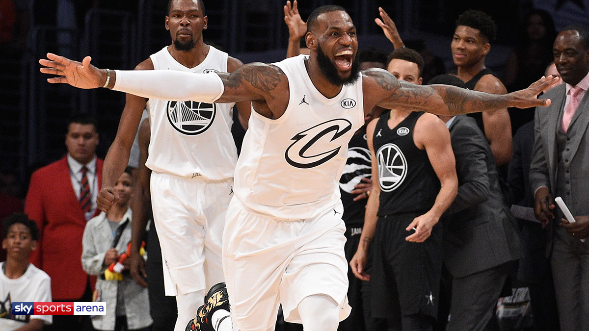 NBA superstar LeBron James celebrating