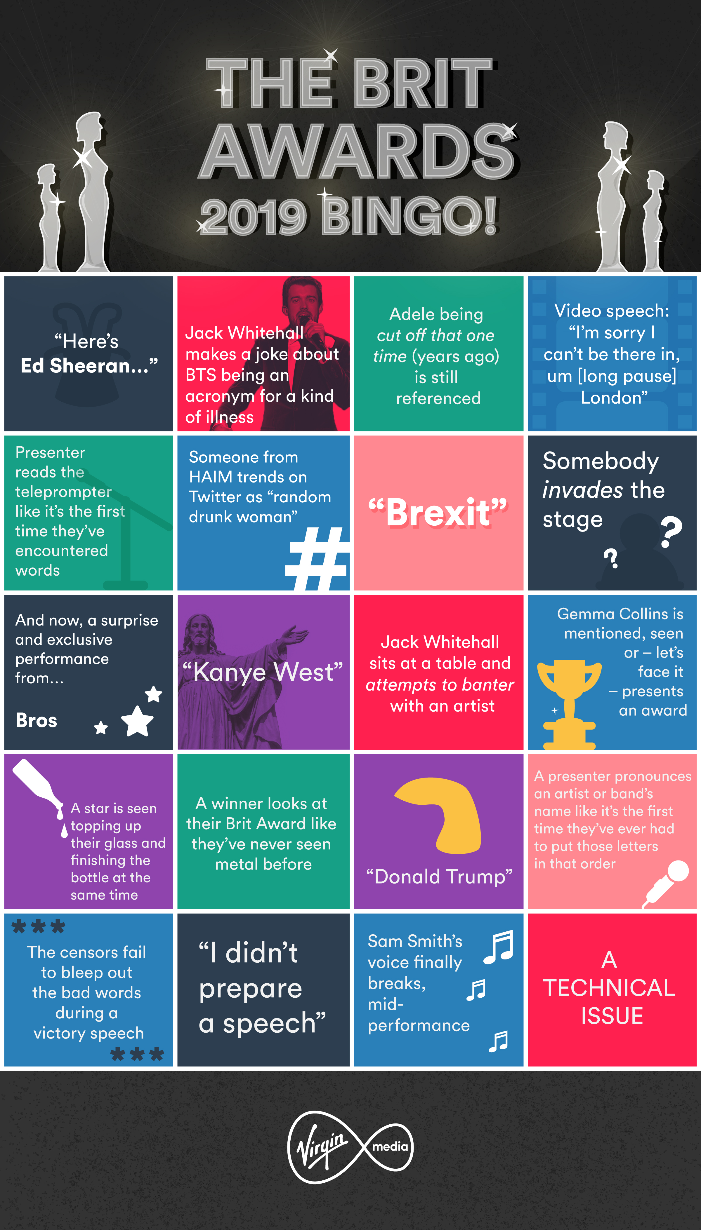 The Brit Awards 2019 bingo with Virgin TV