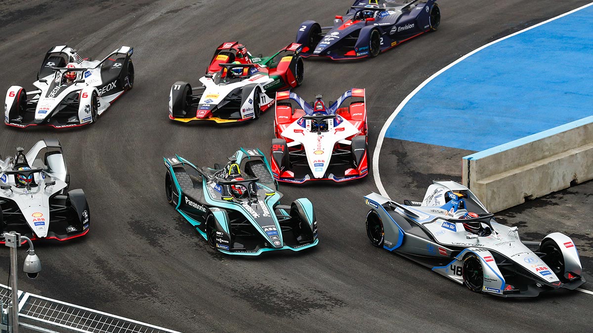 Formula E cars at the Ad Diriyah ePrix