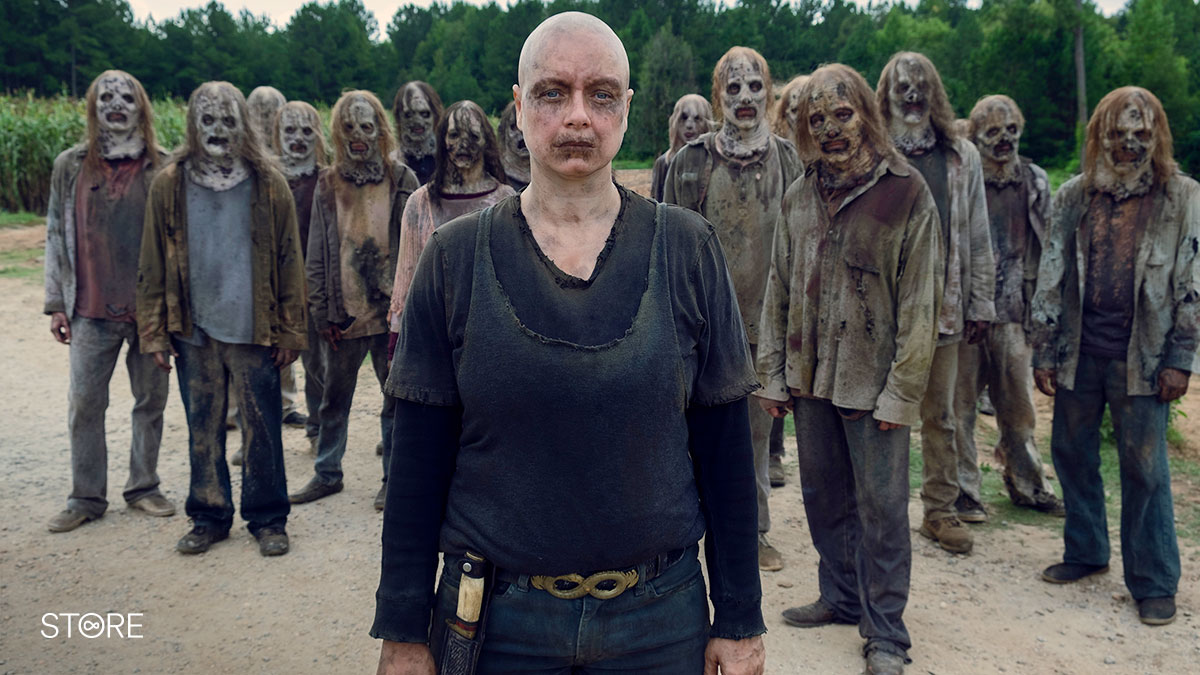 Samantha Morton as Alpha, leader of the Whisperers faction in The Walking Dead