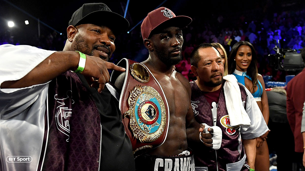 Boxer Terence Crawford holding the World Boxing Championship belt