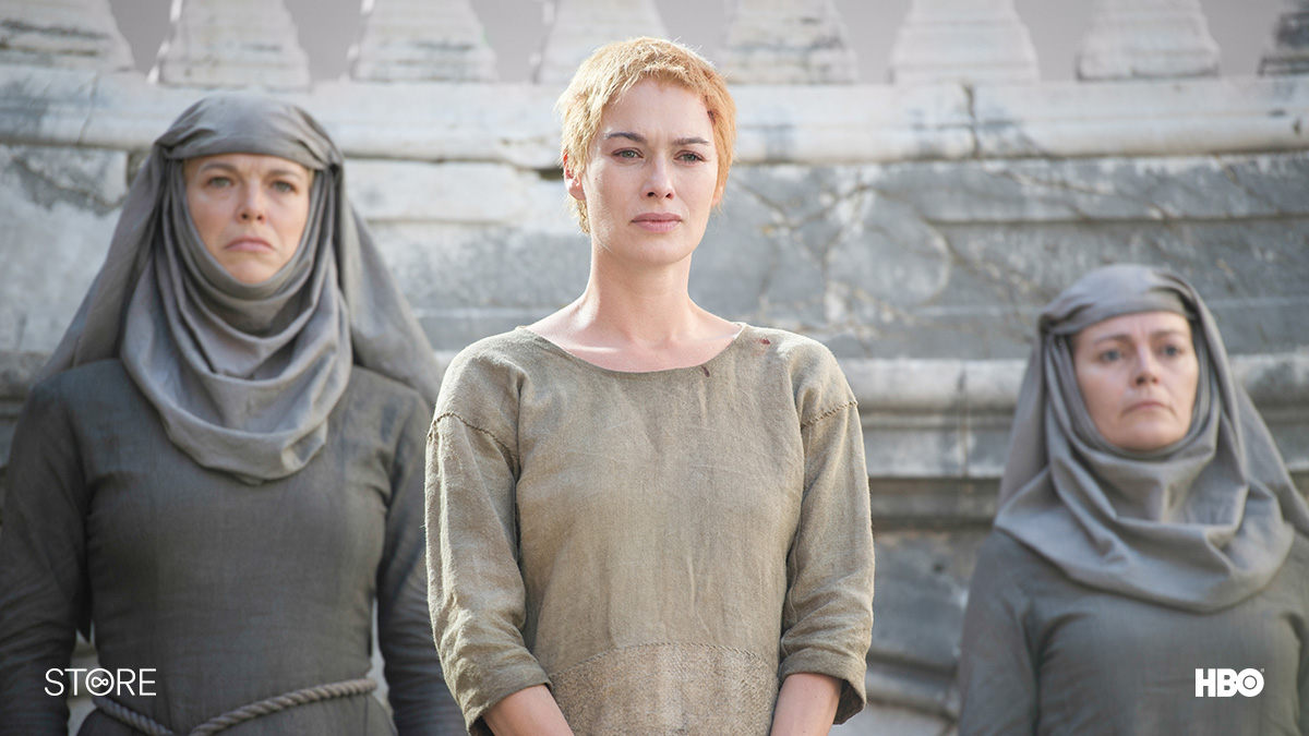 Cersei Lannister (Lena Headey) on trial in Game Of Thrones