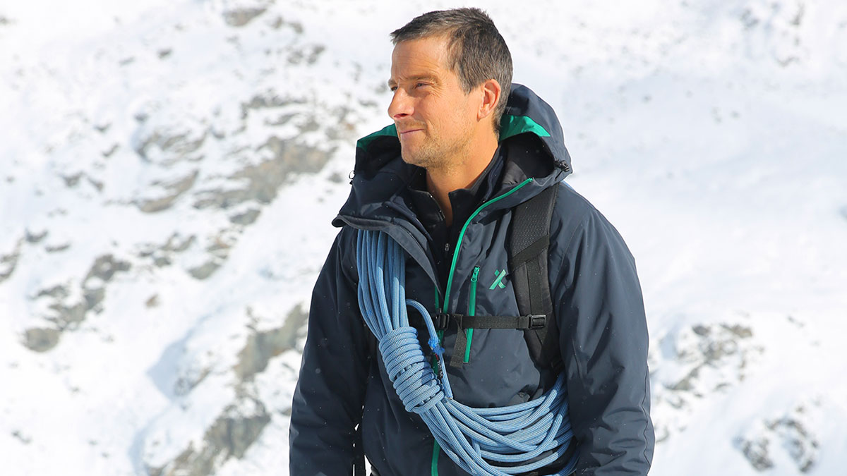 Bear Grylls on a mountain