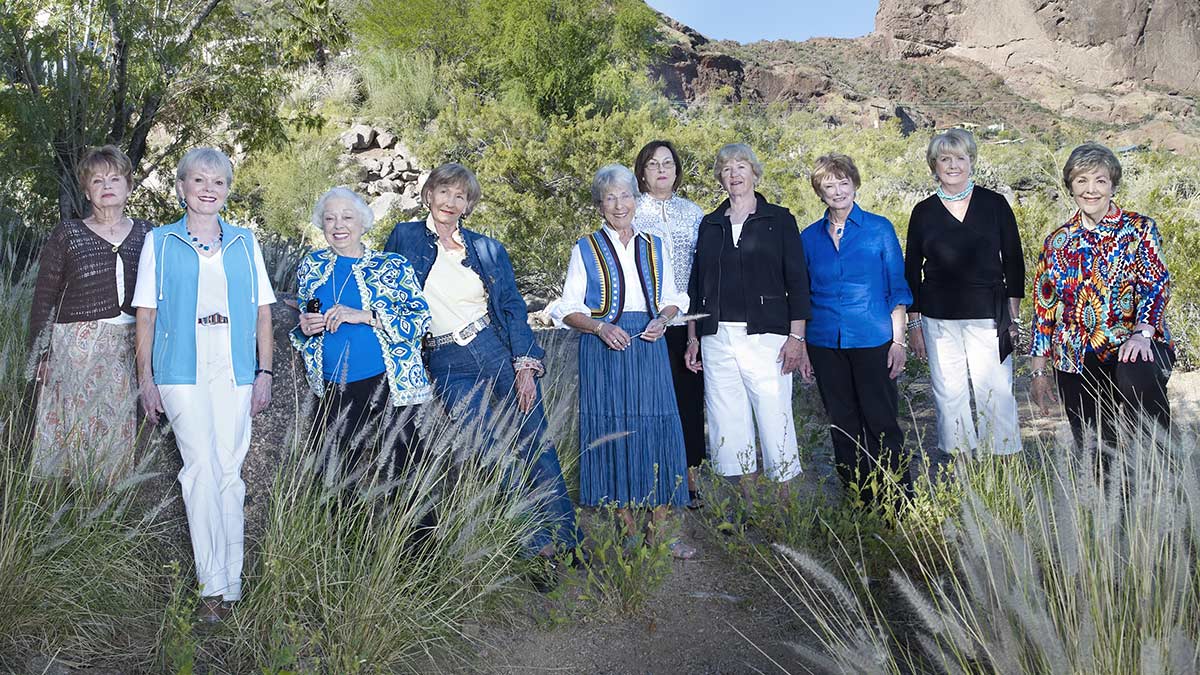 Wives of the Apollo Astronauts Clare Whitfield, Harriet Eisele, Jan Evans, Barbara Gordon, Jane Dreyfus, Janet Armstrong, Martha Chaffee, Lurton Scott, Barbara Butler, Beth Williams