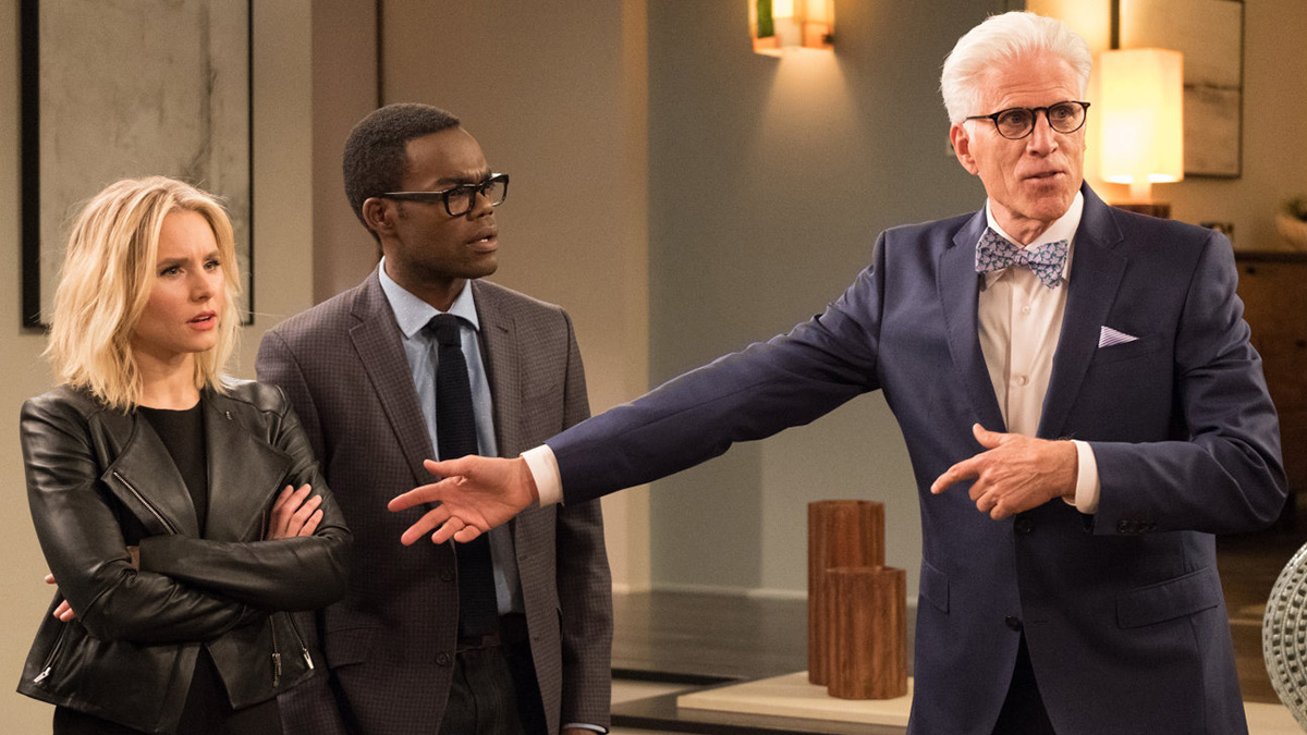 The Good Place stars Kristen Bell, William Jackson Harper and Ted Danson