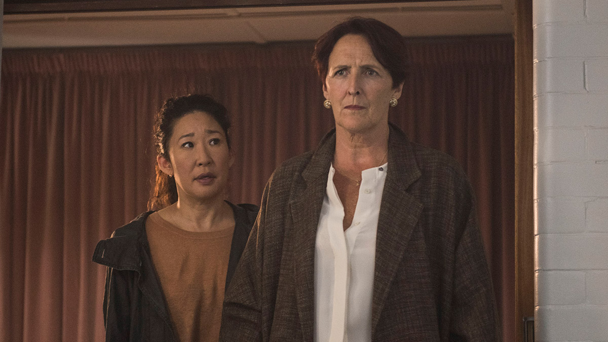 Fiona Shaw as Carolyn and Sandra Oh as Eve in Killing Eve season 2