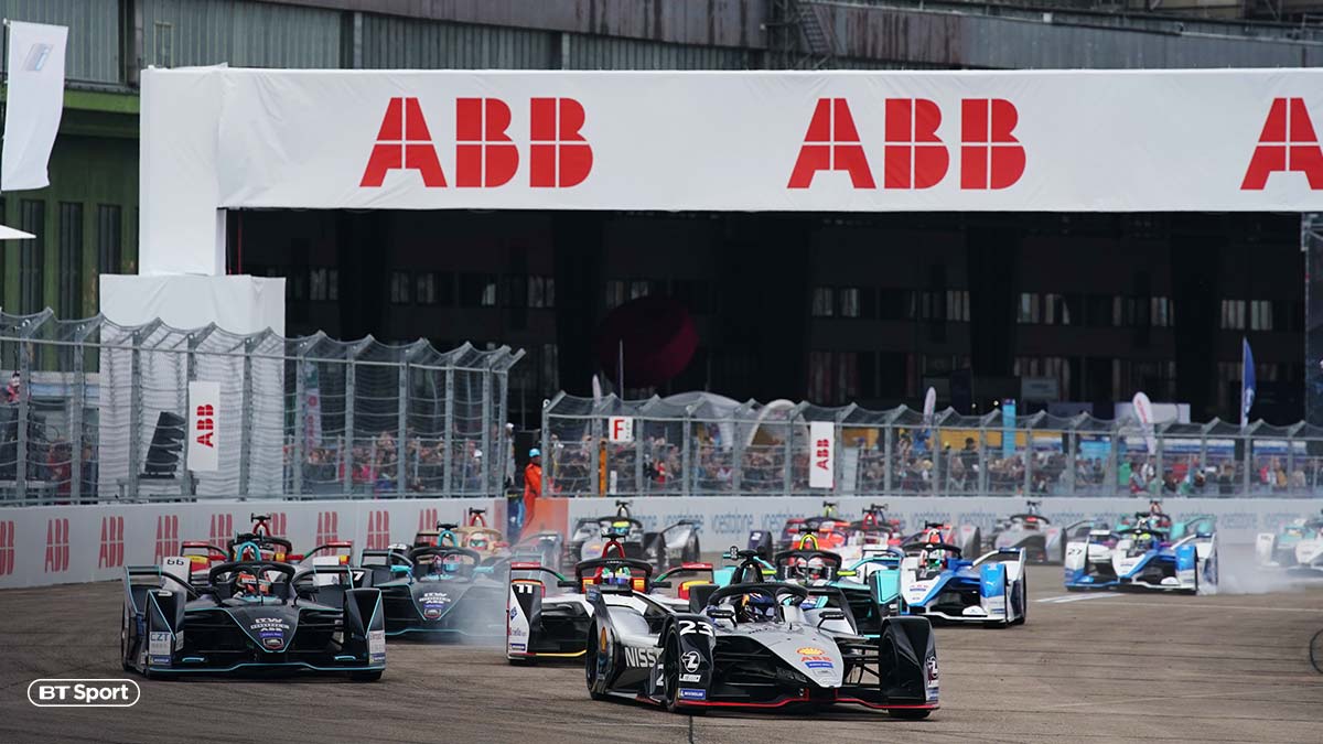 Formula E cars racing