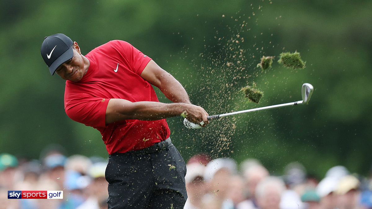 Golfer Tiger Woods takes a shot