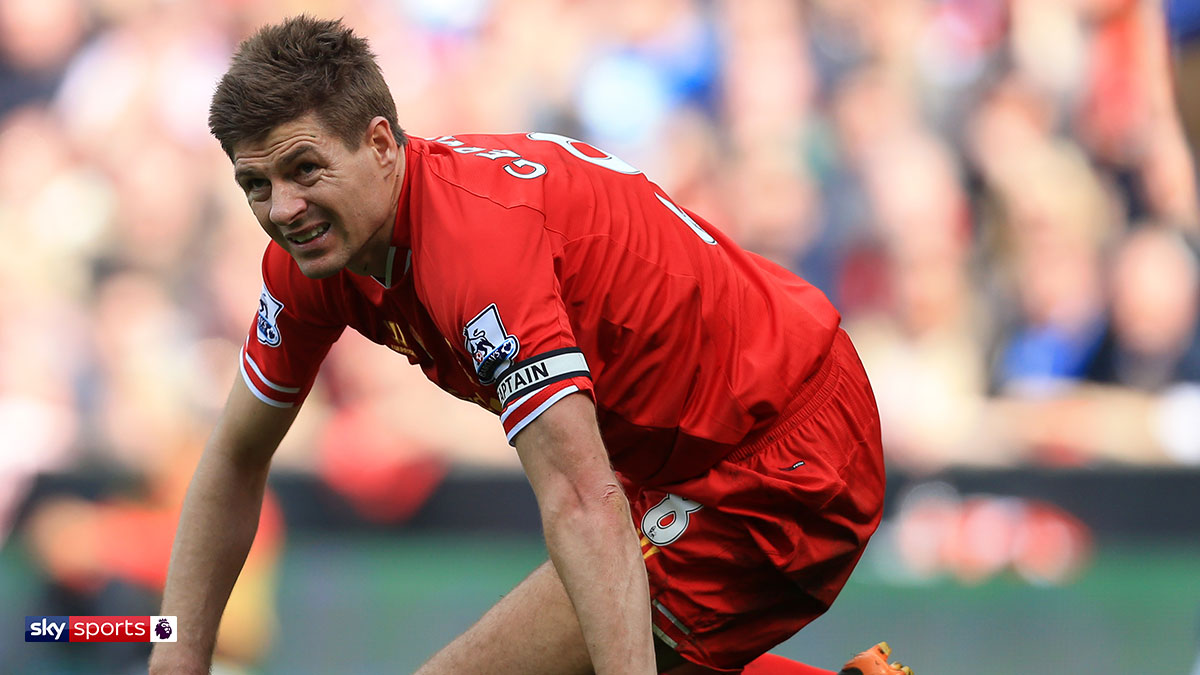 Liverpool’s Steven Gerrard slips in a 2014 match against Chelsea