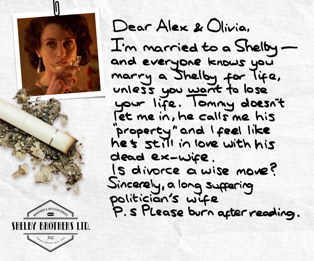 Lizzie Shelby of Peaky Blinders letter