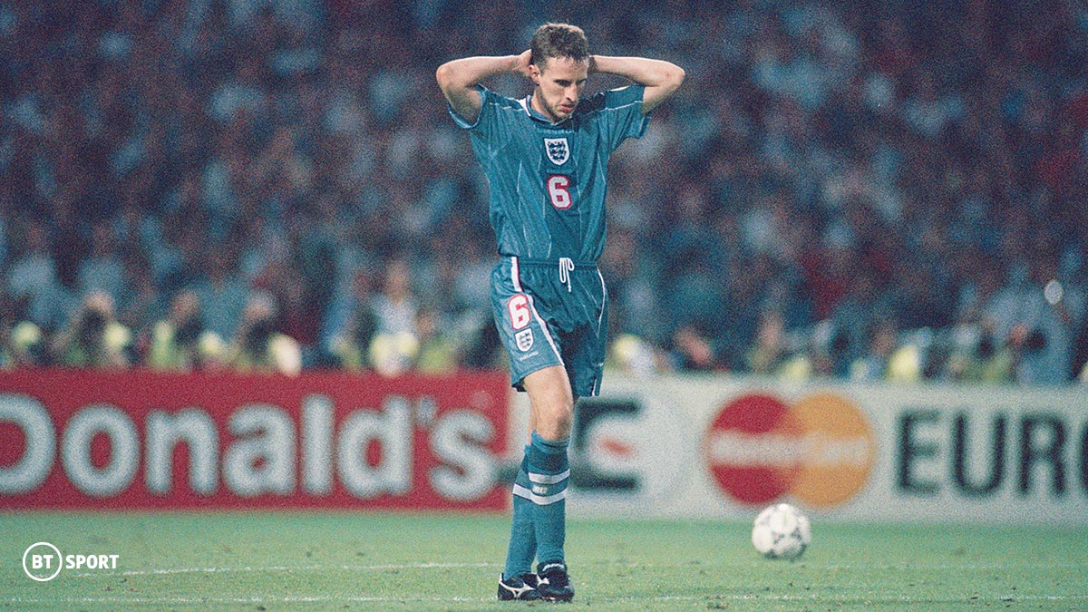Gareth Southgate playing for England at Euro 96