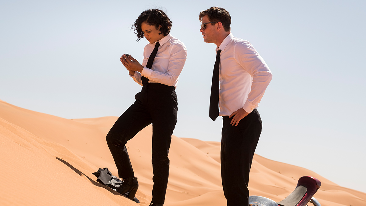 Tessa Thompson and Chris Hemsworth in Men In Black: International