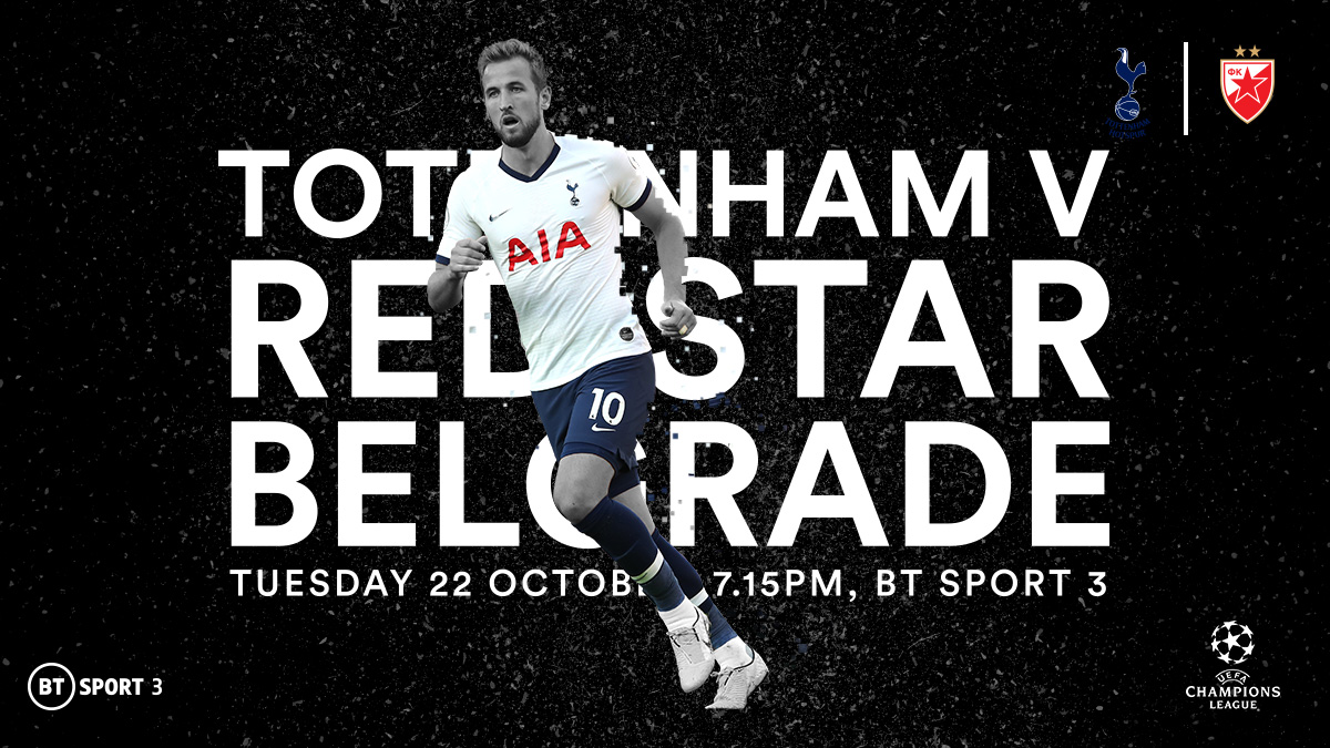 Tottenham Hotspur v Red Star Belgrade in the UEFA Champions League on BT Sport