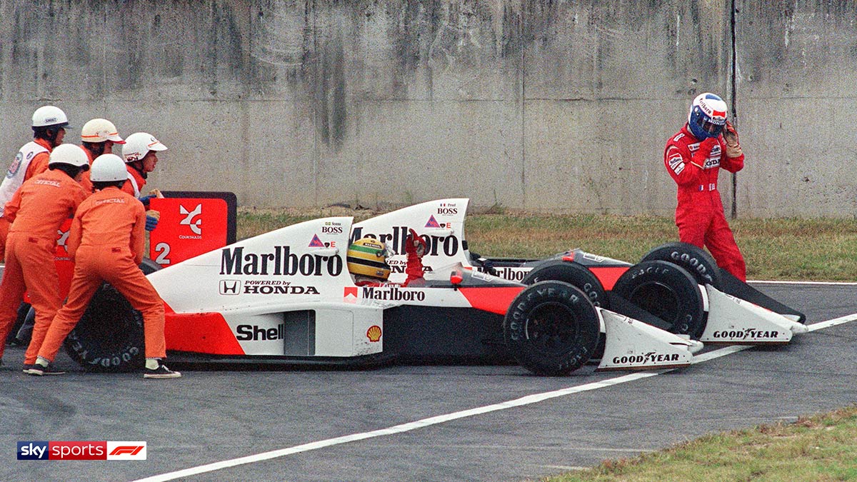 Formula One drivers Ayrton Senna and Alain Prost